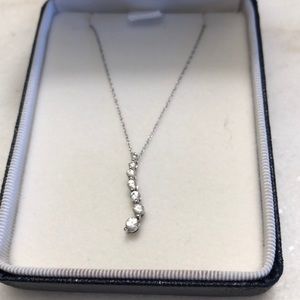 White sapphire 10k white gold necklace